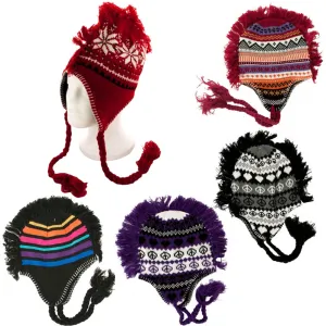 2X Unisex Peruvian Winter Earflap Muff Winter Warm Snow Ski Cap Tassel Hat Cozy