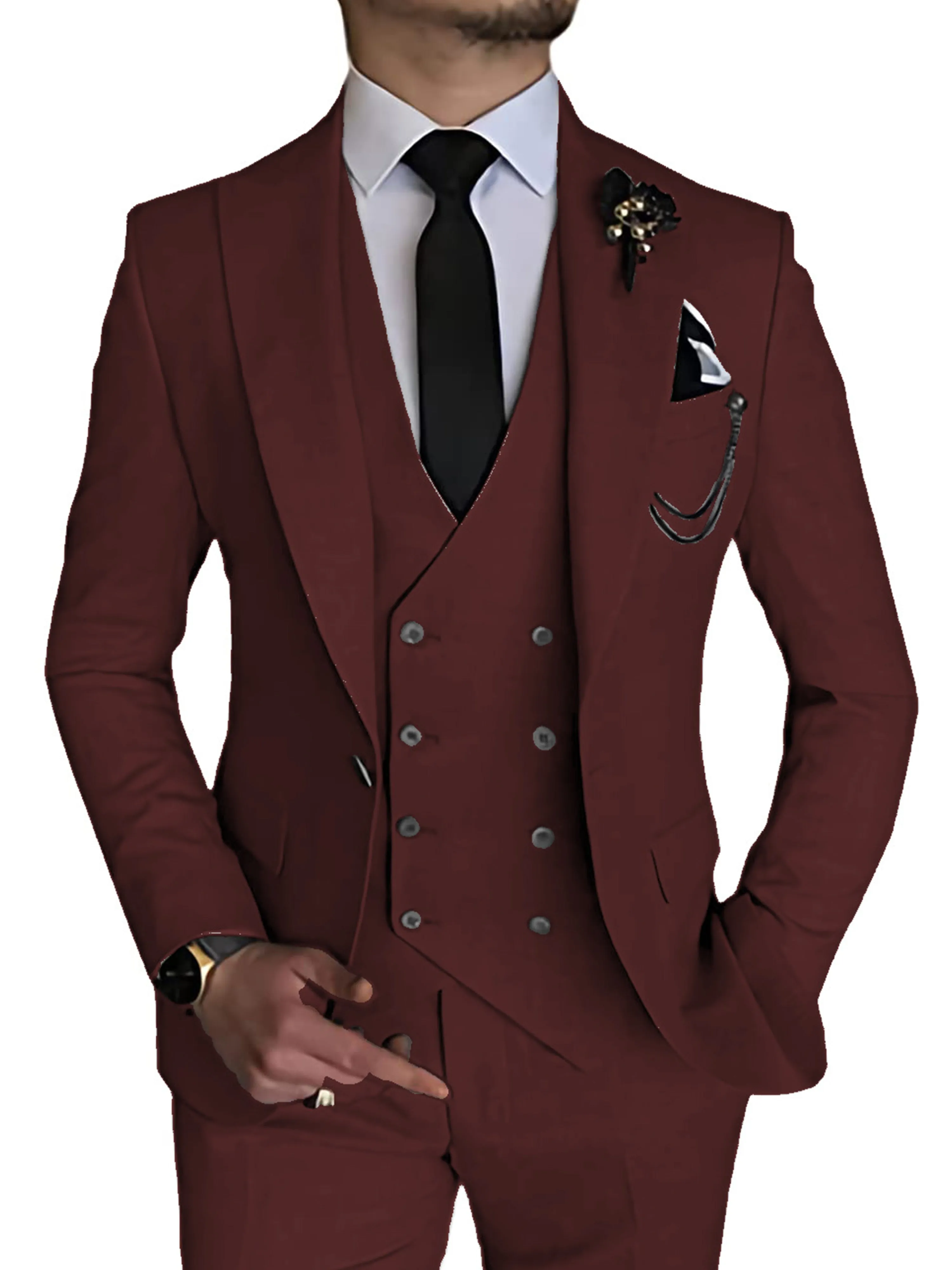 3 Pieces Men's Suits Waistcoat Suit Wedding Groom Suits