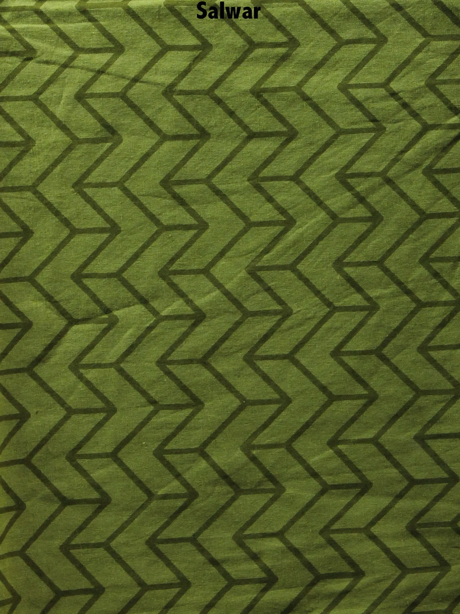 Black White Olive Green Hand Block Printed Cotton Suit-Salwar Fabric With Chiffon Dupatta - S1628105
