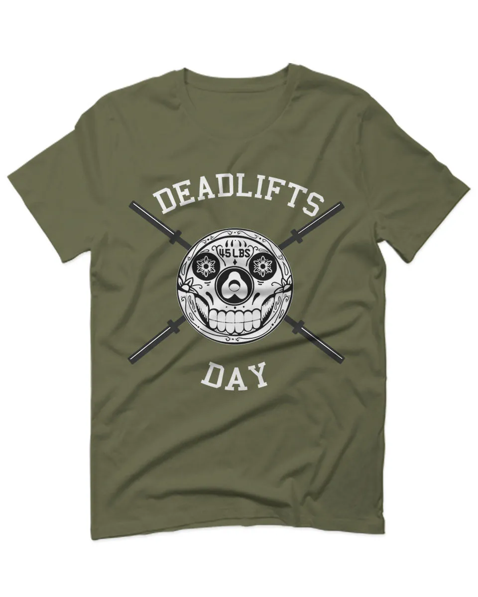 Front Graphic Skull Deadlifts Day Fitness Gym Tough Workout For men T Shirt