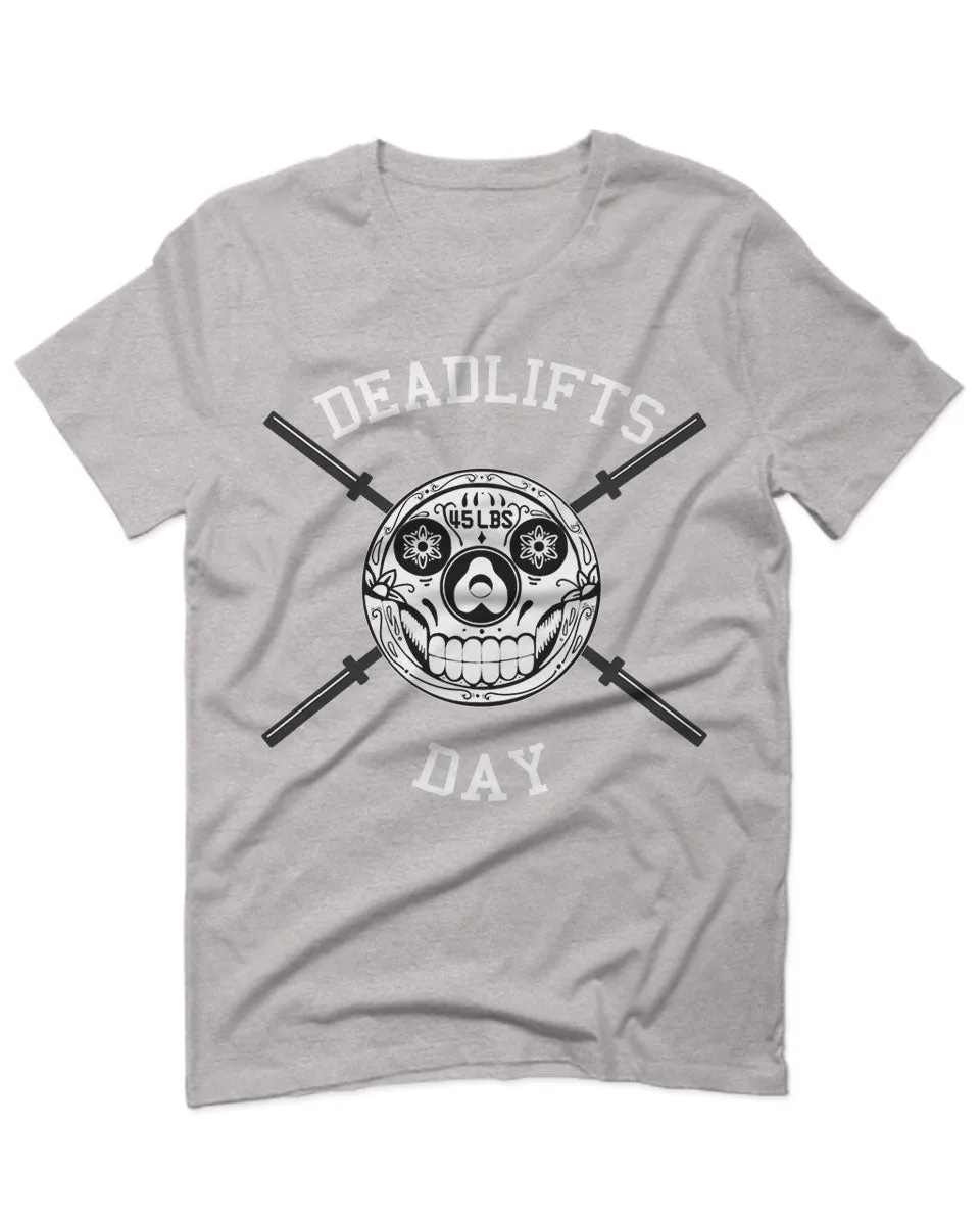 Front Graphic Skull Deadlifts Day Fitness Gym Tough Workout For men T Shirt