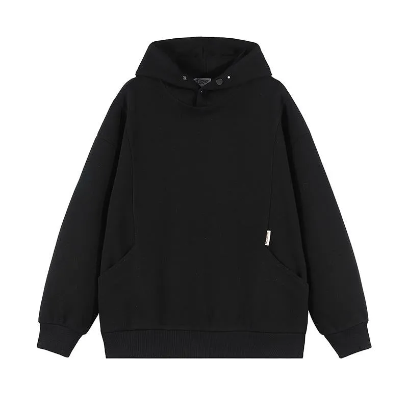 High Quality Versatile Patchwork Button Unisex Hoodie