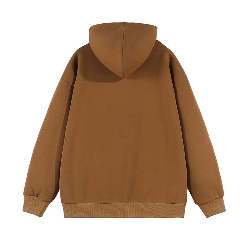 High Quality Versatile Patchwork Button Unisex Hoodie