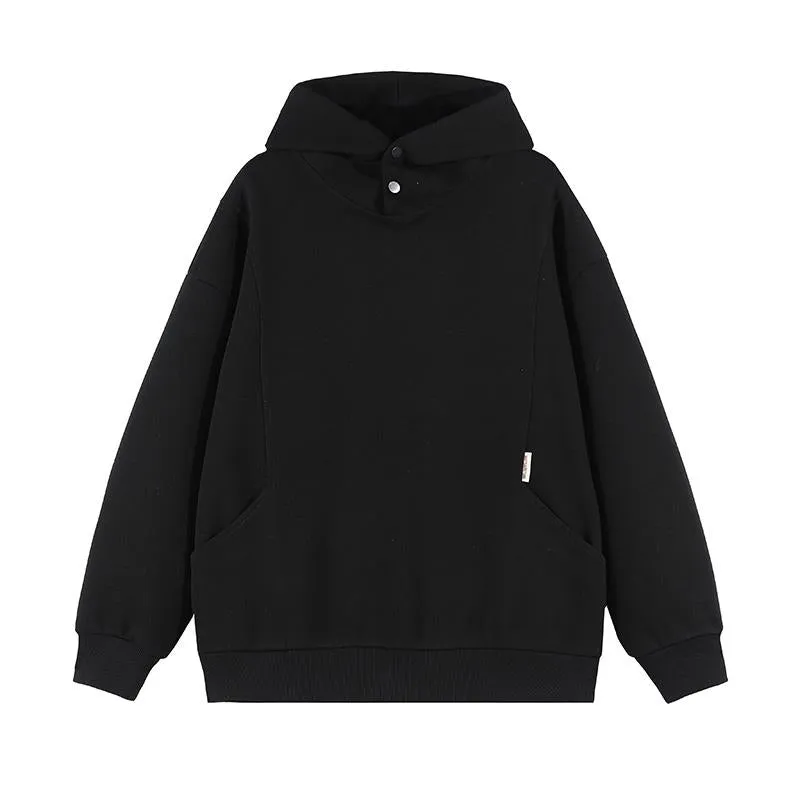 High Quality Versatile Patchwork Button Unisex Hoodie