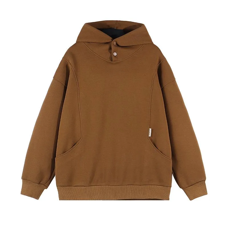 High Quality Versatile Patchwork Button Unisex Hoodie