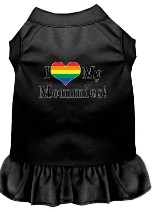 I Heart My Mommies Screen Print Dog Dress Black Xxxl