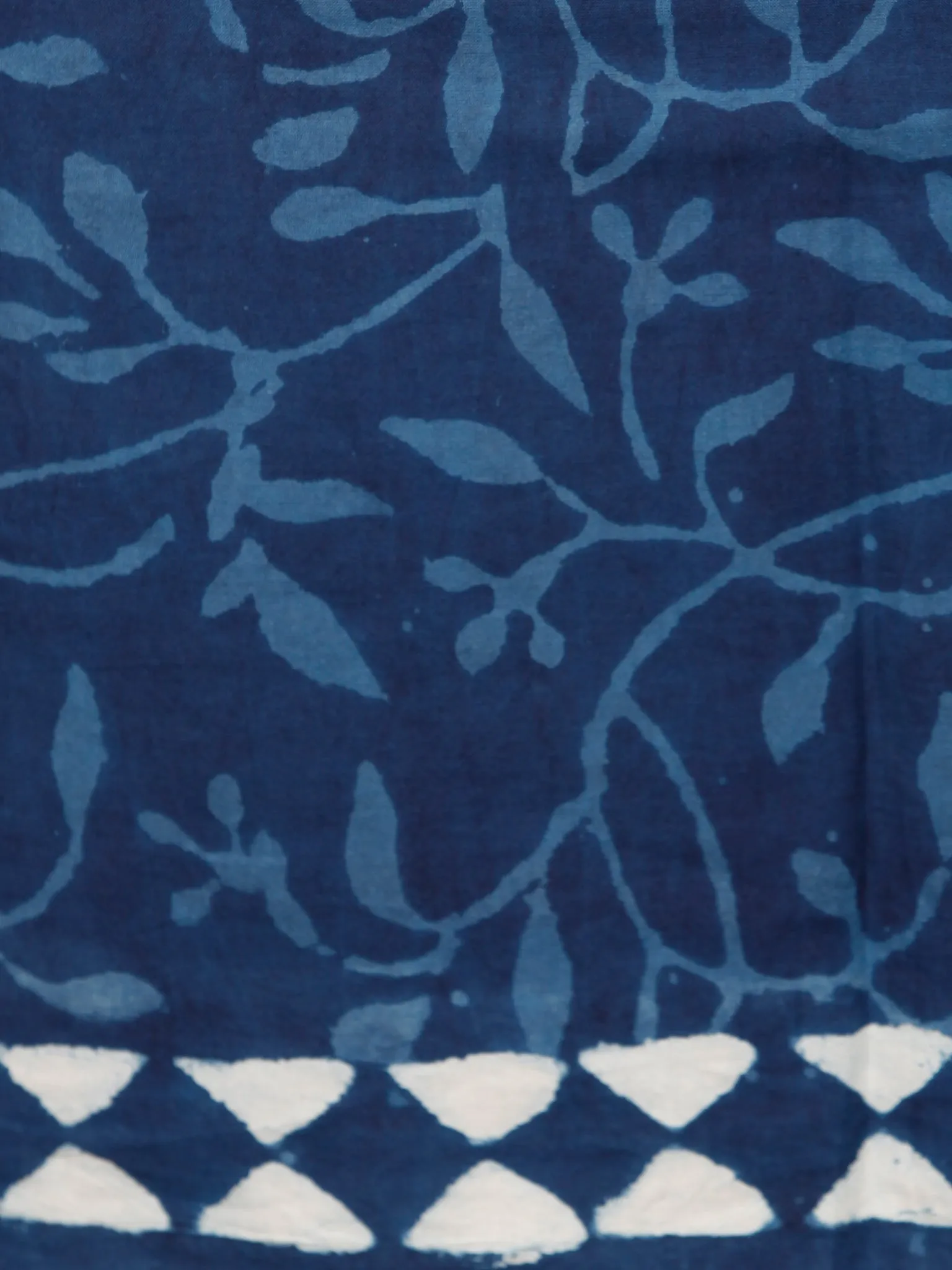 Indigo White Hand Block Printed Cotton Suit-Salwar Fabric With Chiffon Dupatta (Set of 3) - SU01HB332