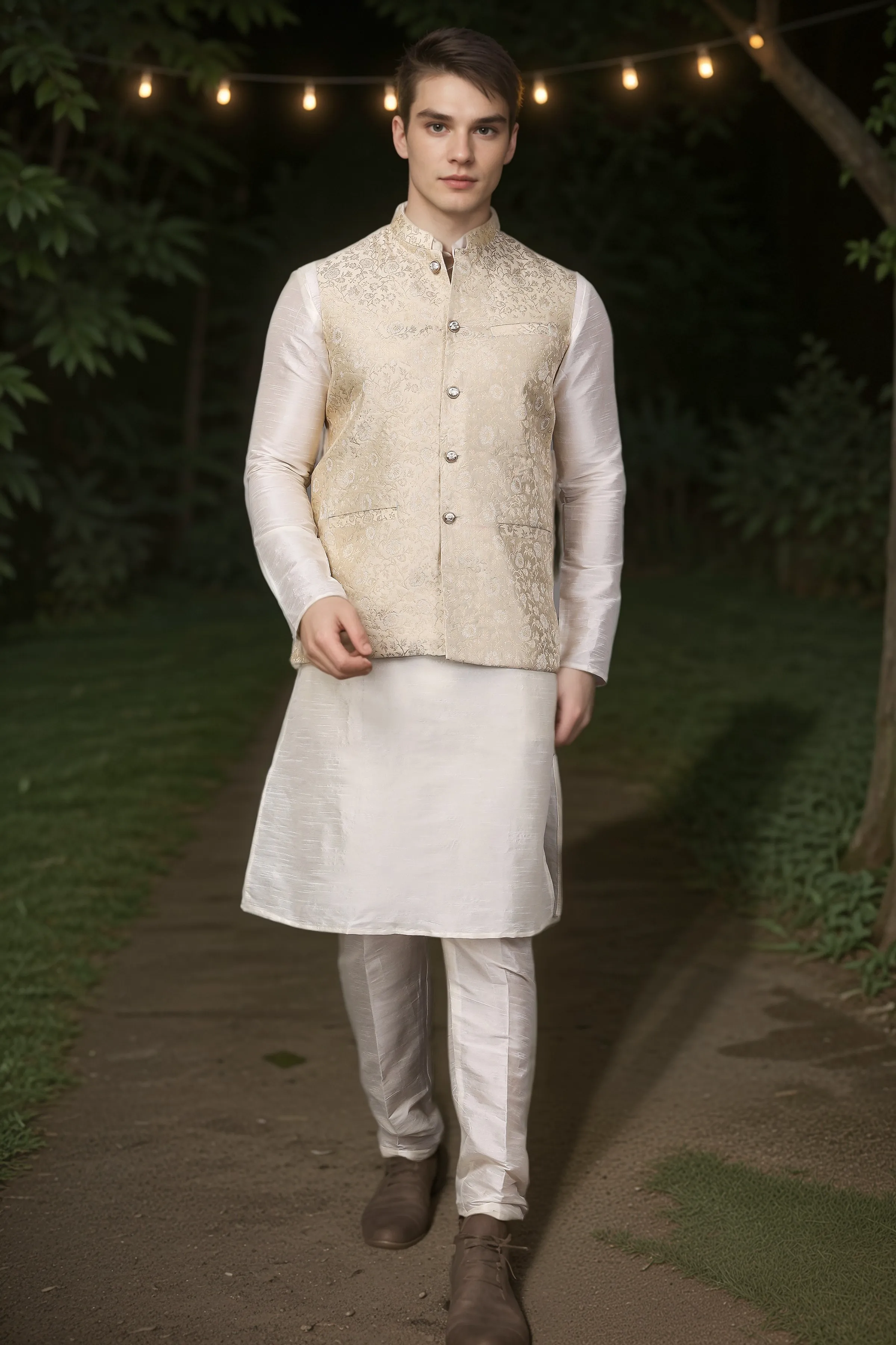 Ivory Glimmer Brocade Vasket