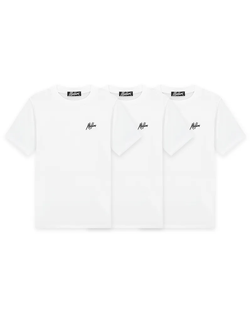 Malelions Small Signature T-Shirt 3-Pack | White/White/White