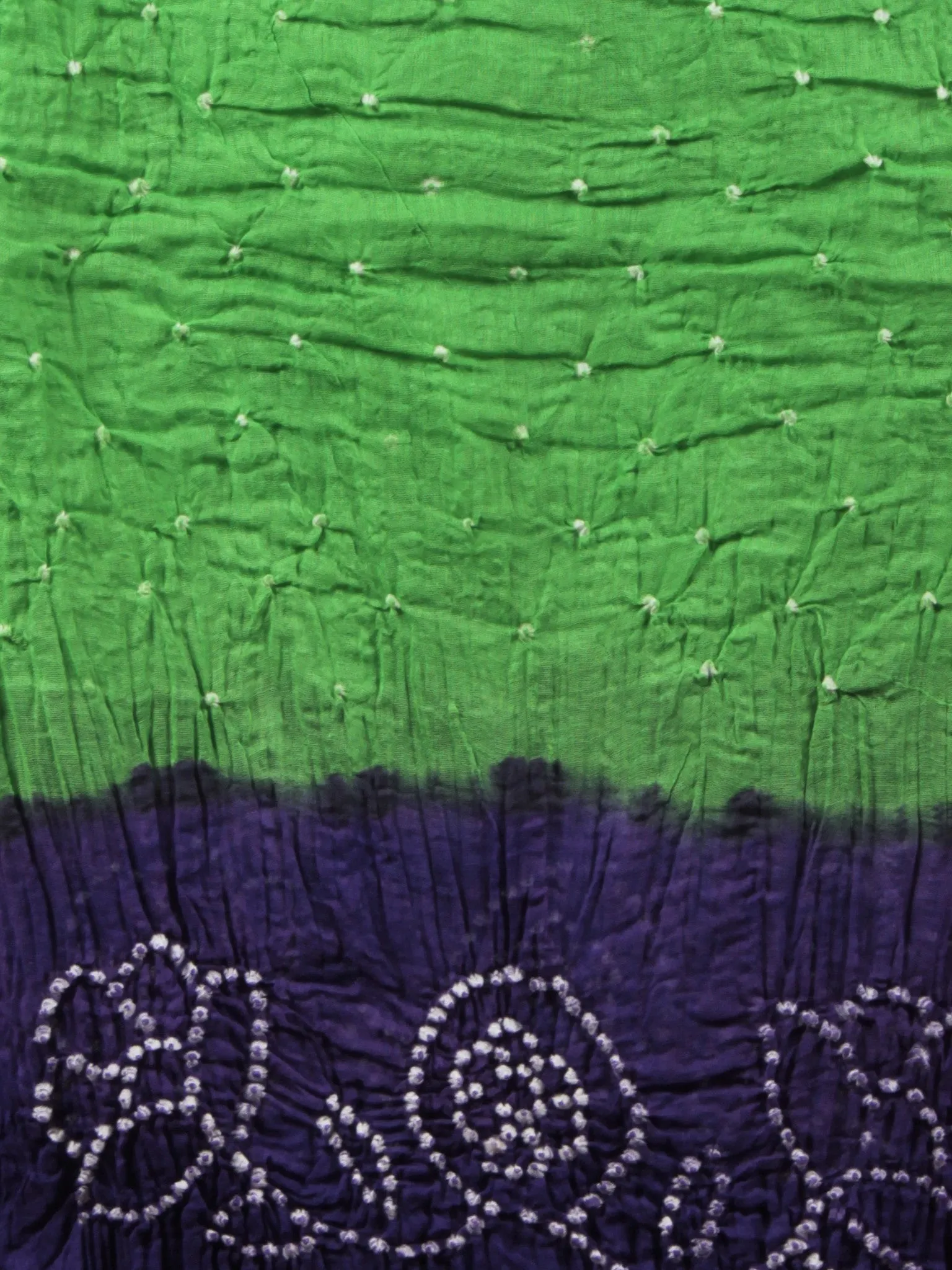Purple Green White Hand Tie & Dye Bandhej Suit Salwar Dupatta (Set of 3) With Hand Embroidery & Mirror Work - S16281256