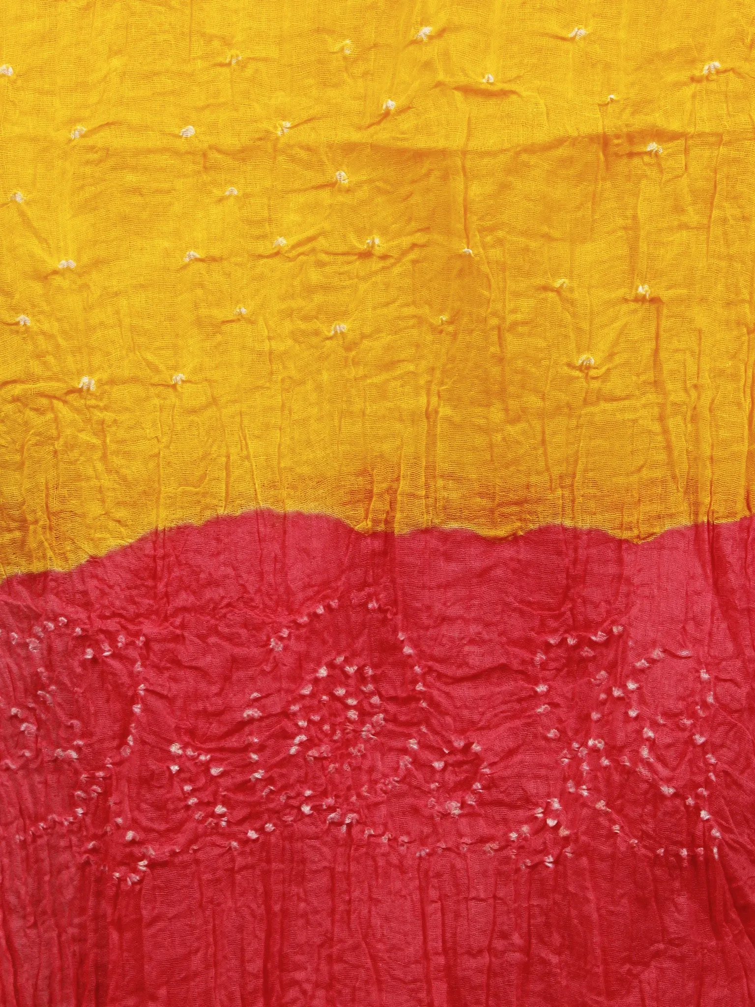 Red Yellow White Hand Tie & Dye Bandhej Suit Salwar Dupatta (Set of 3)  - S16281275