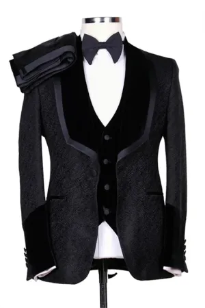 Suzhoufashion Bunny Black Close Fitting Double Breasted Men Suits