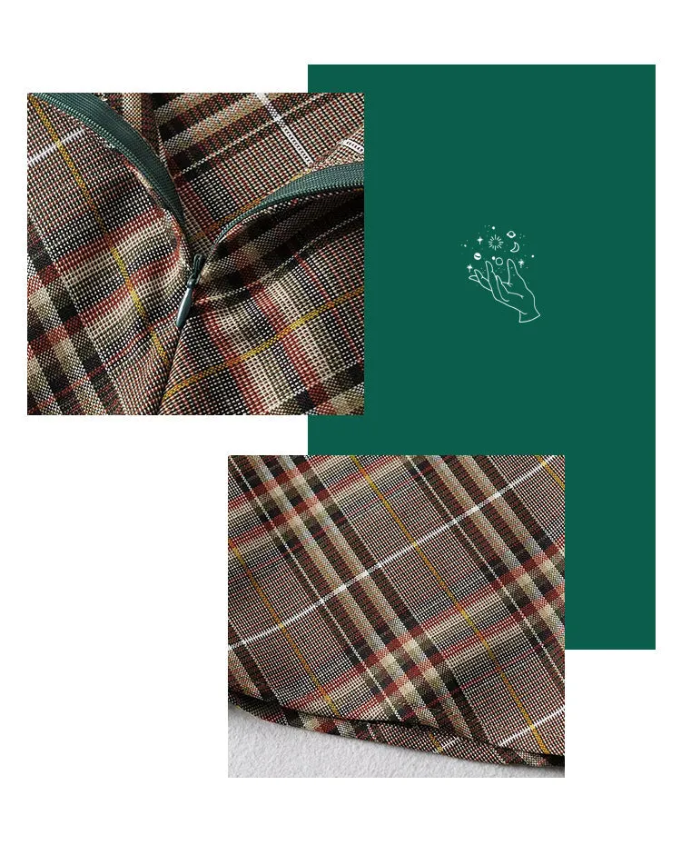 Wenkouban - Coffee Break Plaid Skirt